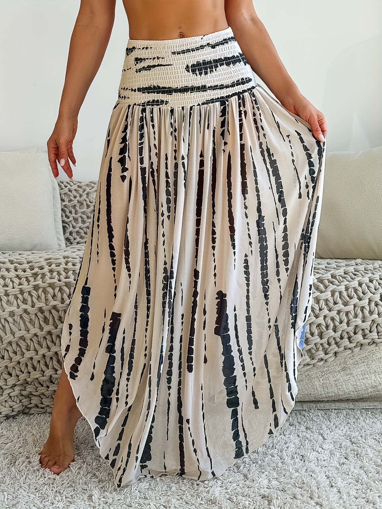 Samantha | Flared Waist Pleated Long Skirt