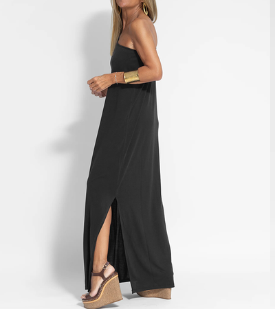 Elegant Solid Color One Shoulder Maxi Dress