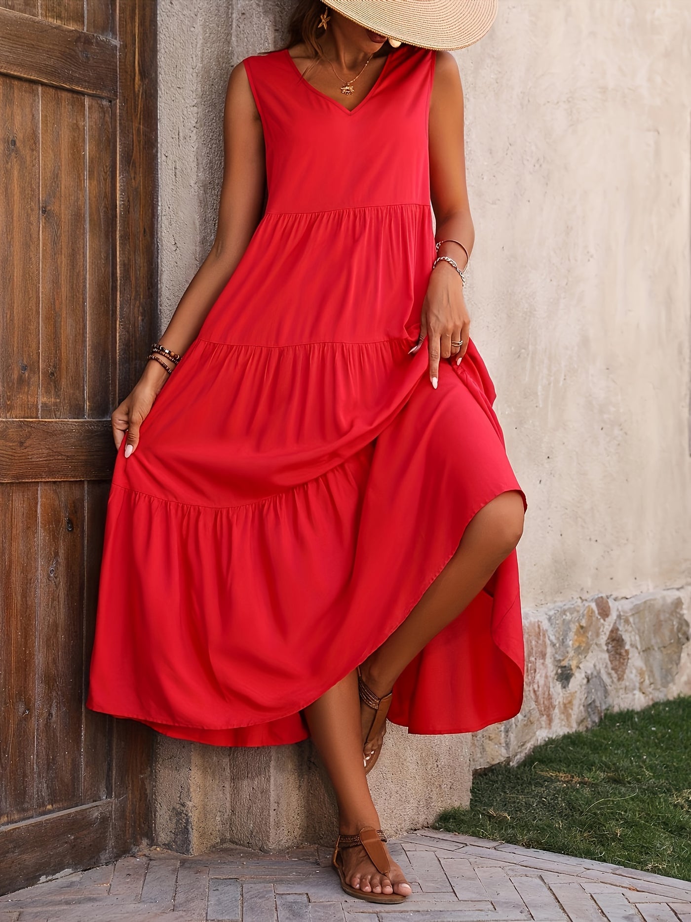 Anya | V Neck Ruffle Dress