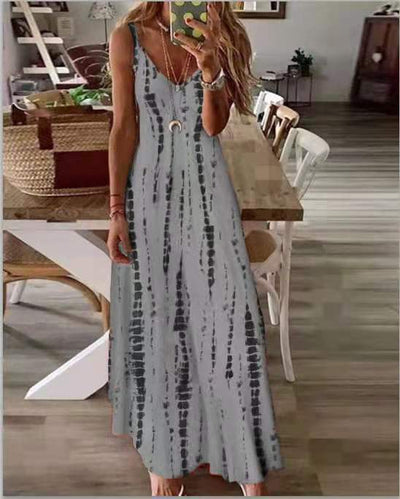 Casual Tie-dye Printed Maxi Dress