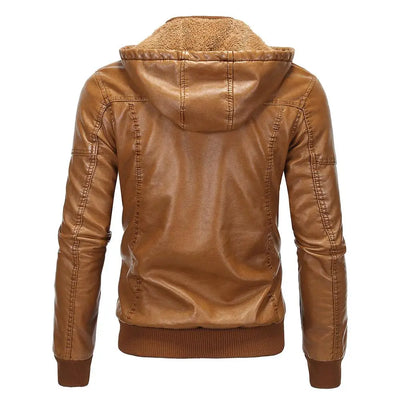 Nathan | PU Leather Hooded Jacket