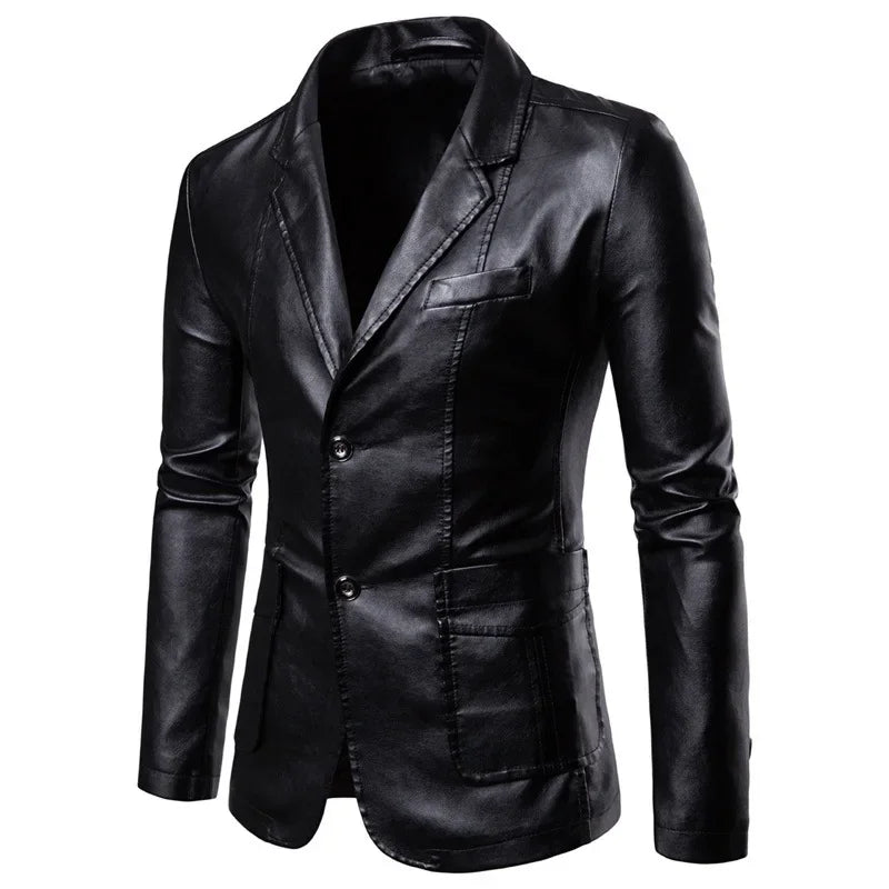 Louis | Elegant PU Leather Blazer