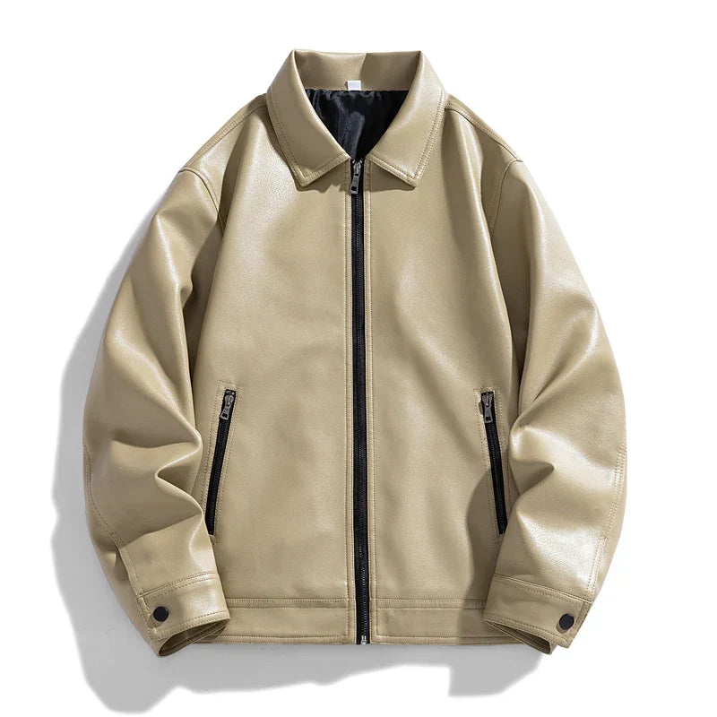 Hudson | PU Leather Retro Bomber Jacket