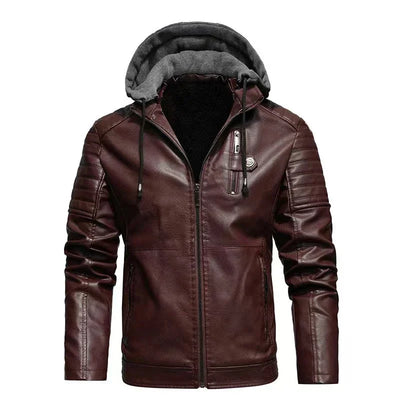 Enzo | PU Leather Hooded Jacket