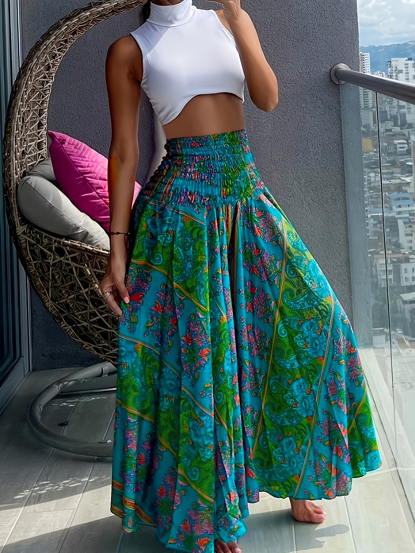 Mary | Boho Floral Print Pants