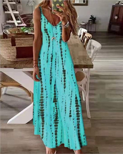 Casual Tie-dye Printed Maxi Dress