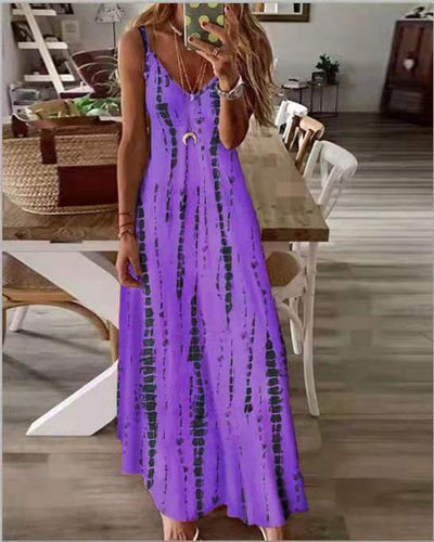 Casual Tie-dye Printed Maxi Dress