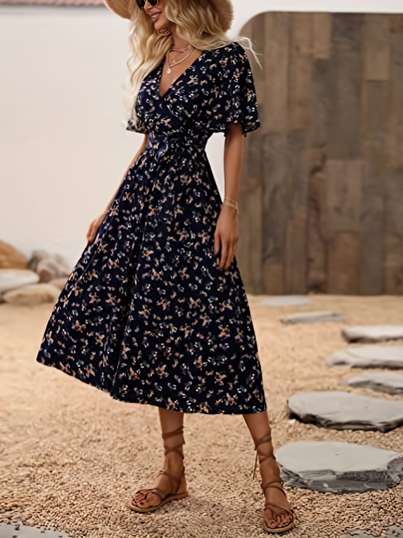 Julia | Floral Flutter Sleeve Dress