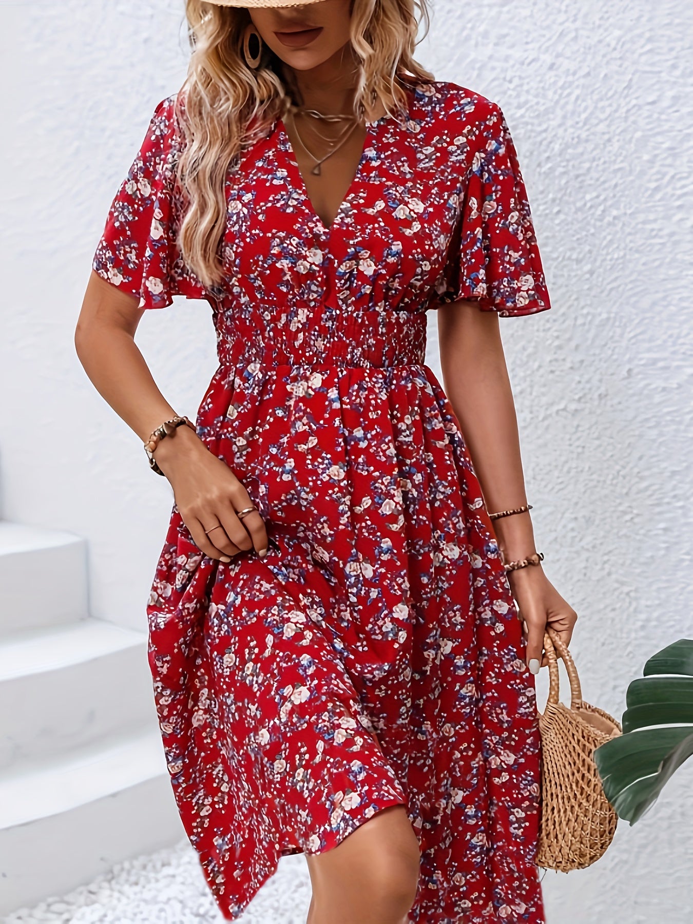 Julia | Floral Flutter Sleeve Dress